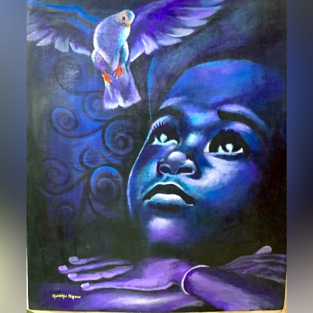 Hand Painting - Contemplation Of An African Child